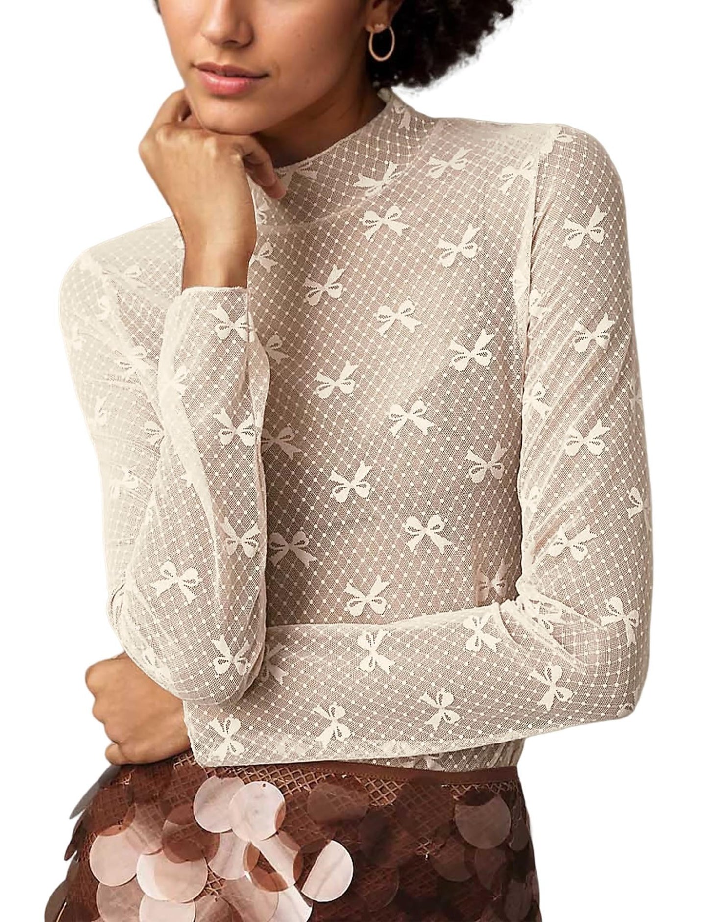 See-through Lace Top Mesh Multi-color