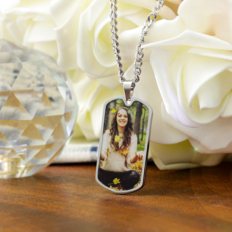 Personalized Color Printed Stainless Steel Military Brand Necklace