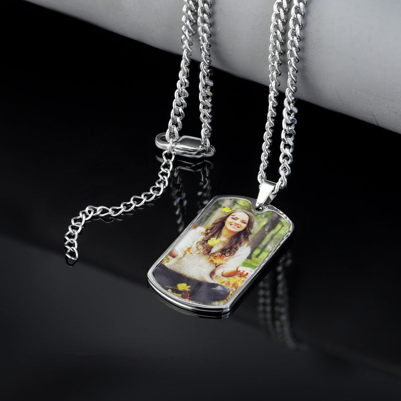 Personalized Color Printed Stainless Steel Military Brand Necklace