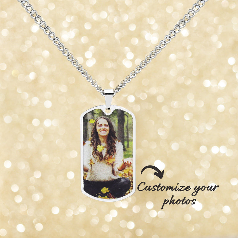 Personalized Color Printed Stainless Steel Military Brand Necklace