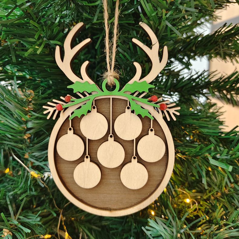 Round Wooden Pendant Christmas Tree Decorations