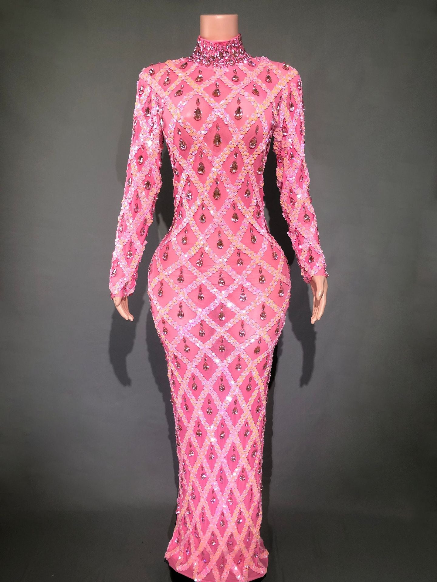Shiny Rhinestone Women's Evening Party Formal Dress