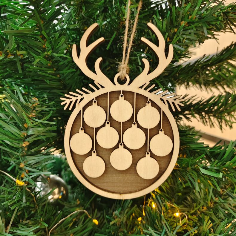 Round Wooden Pendant Christmas Tree Decorations