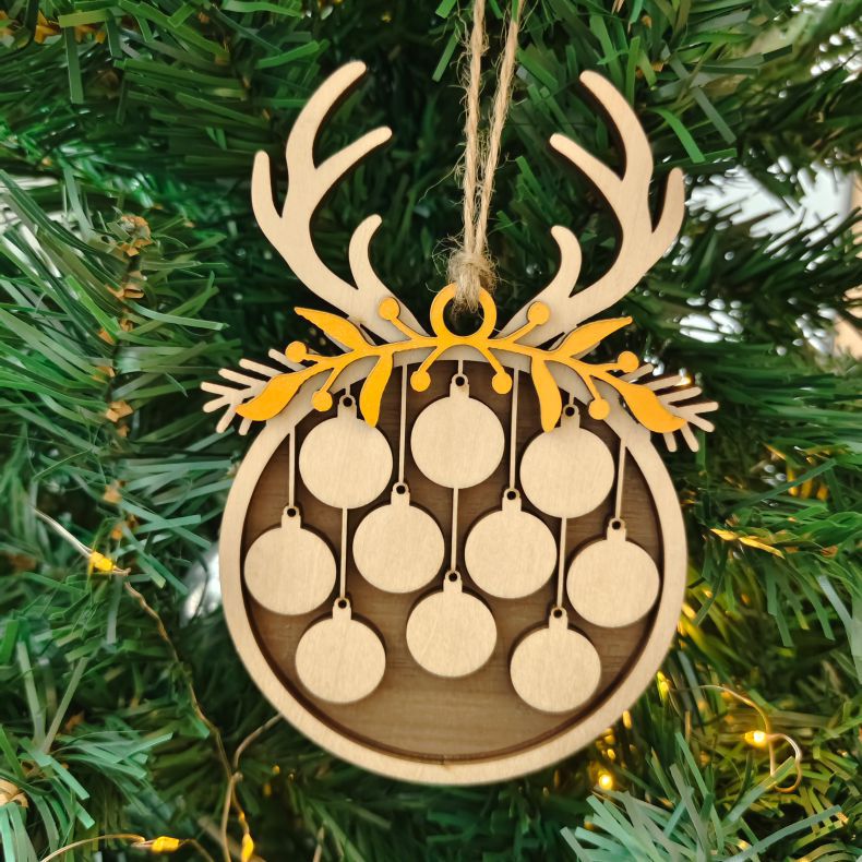 Round Wooden Pendant Christmas Tree Decorations