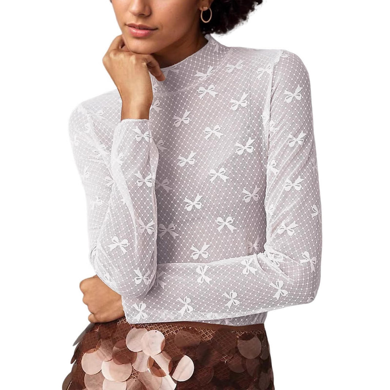 See-through Lace Top Mesh Multi-color