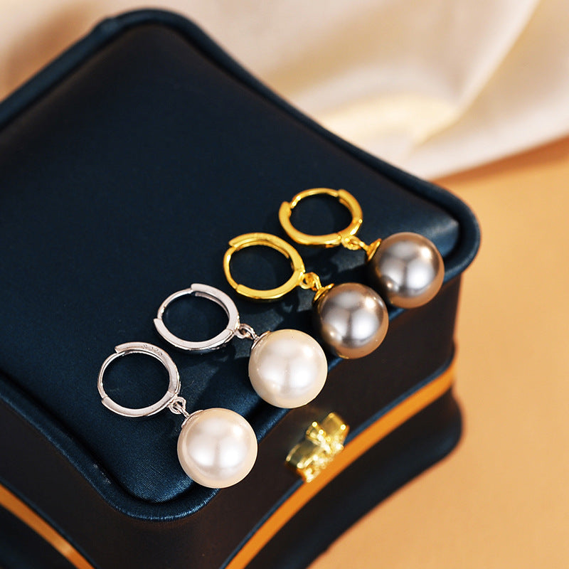 S925 Sterling Silver Earrings Ear Button Pearl